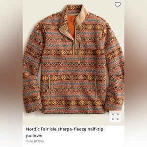 JCrew Nordic Fair Isle Sherpa Fleece Pullover size Medium